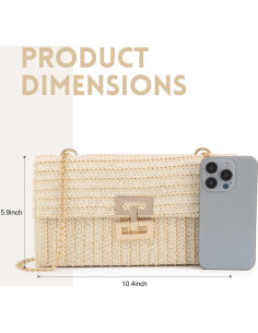 Bolso de mano de paja Ynport para mujer - Tejido de verano 26.5x15cm 2