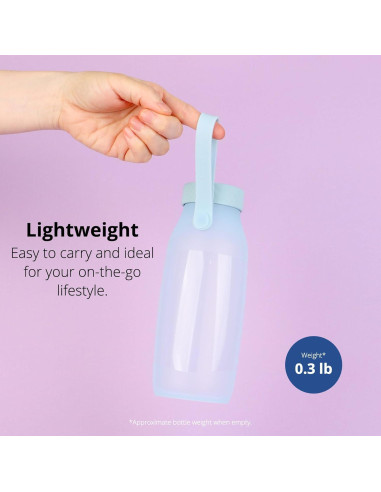 Botella de Agua Plegable BLUE GINKGO 492 ml - Ligera y A Prueba de Fugas