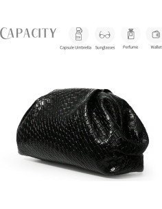 Bolso de mano de cuero vegano PHILOMENA negro 29.5x8x18 cm 2