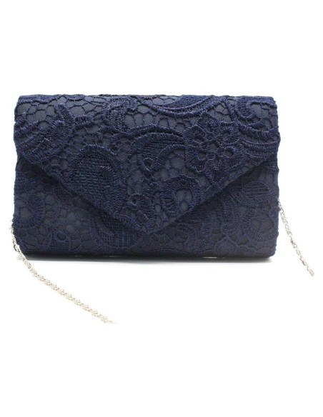 Bolso de mano de encaje para mujer - Floral - Azul marino Bolso de mano de encaje para mujer - Floral - Azul marino