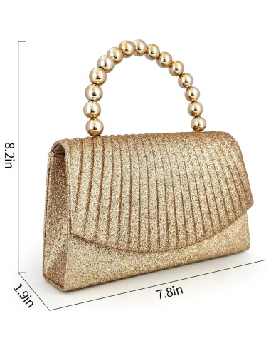 Clutch de Noche Brillante para Mujeres - Bolso Elegante con Perlas