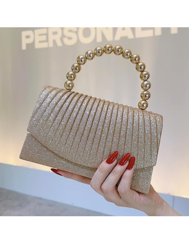 Clutch de Noche Brillante para Mujeres - Bolso Elegante con Perlas
