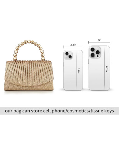 Clutch de Noche Brillante para Mujeres - Bolso Elegante con Perlas