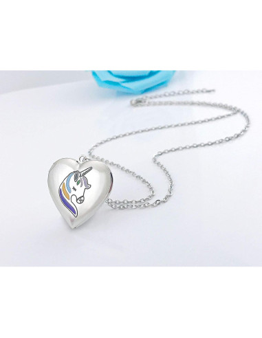 Collar Locket Inicial Unicornio YOUFENG 45cm Acero Inoxidable
