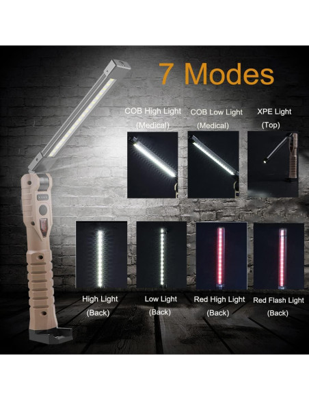 Luz de trabajo LED LUXJUMPER 2000 lúmenes 7 modos recargable Luz de trabajo LED LUXJUMPER 2000 lúmenes 7 modos recargable