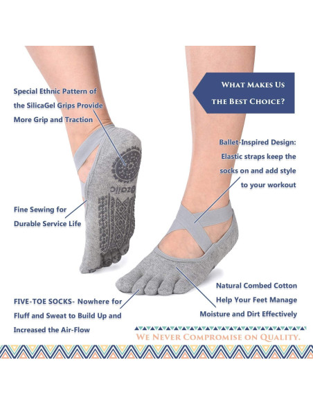 Calcetines de Yoga Antideslizantes Ozaiic para Mujeres - 2 Pares Calcetines de Yoga Antideslizantes Ozaiic para Mujeres - 2 Pares