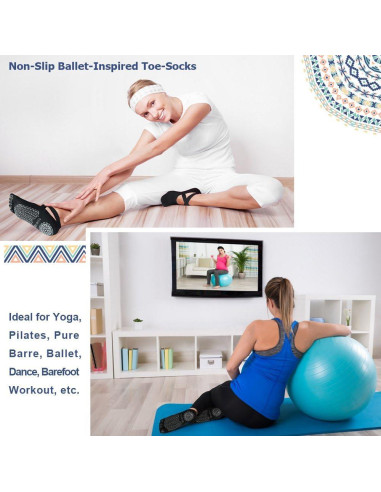 Calcetines de Yoga Antideslizantes Ozaiic para Mujeres - 2 Pares