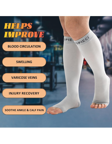 Calcetines de Compresión Abiertos EVOPLECI 15-20mmHg Gris TALL-M