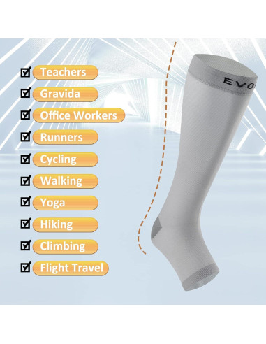Calcetines de Compresión Abiertos EVOPLECI 15-20mmHg Gris TALL-M