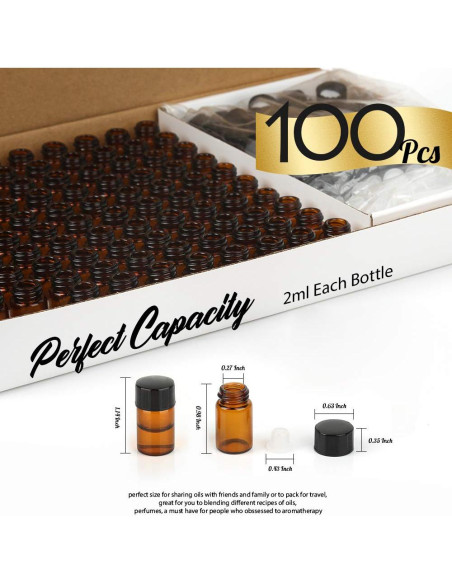 Botellas de Vidrio Ámbar 2ml Teenitor - Paquete de 100 Unidades Botellas de Vidrio Ámbar 2ml Teenitor - Paquete de 100 Unidades