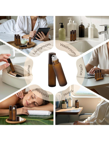 Botellas de Rodillo de Aceite Esencial SESENSE 10ml Ámbar 4 Pzas Botellas de Rodillo de Aceite Esencial SESENSE 10ml Ámbar 4 Pzas