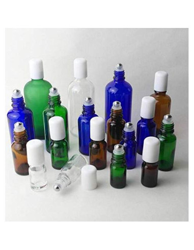 3 Botellas de Vidrio Ámbar 100ml con Rodillo para Aceites Esenciales