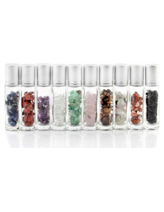 Botellas de Vidrio Transparente 10ml con Rodillos de Gema - 10 Pack