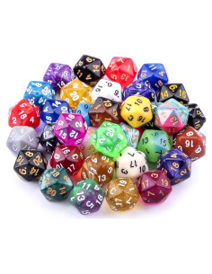 Dados Poliedricos AUSTOR 35 Piezas 20 Caras con Bolsa