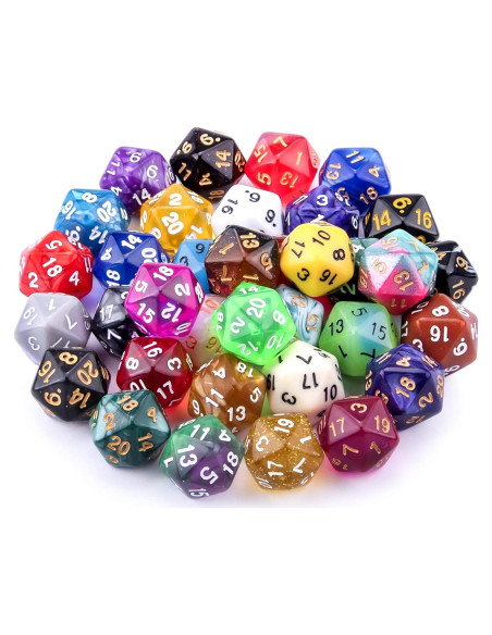 Dados Poliedricos AUSTOR 35 Piezas 20 Caras con Bolsa Dados Poliedricos AUSTOR 35 Piezas 20 Caras con Bolsa
