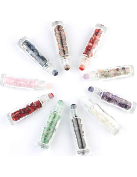 Botellas de Vidrio Transparente 10ml con Rodillos de Gema - 10 Pack Botellas de Vidrio Transparente 10ml con Rodillos de Gema - 10 Pack