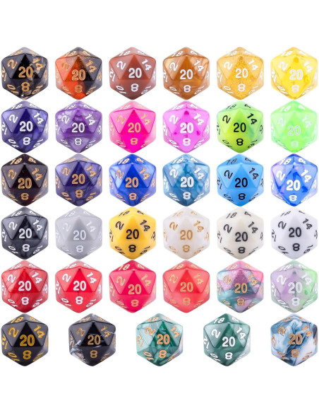 Dados Poliedricos AUSTOR 35 Piezas 20 Caras con Bolsa Dados Poliedricos AUSTOR 35 Piezas 20 Caras con Bolsa