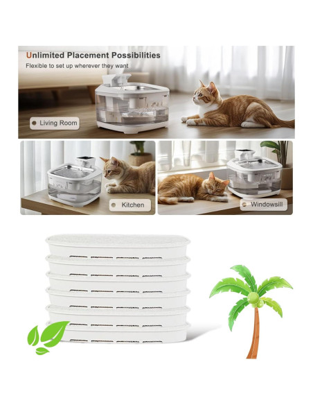 Filtro de agua para gatos ANTERLE FT999, 8 filtros y esponjas Filtro de agua para gatos ANTERLE FT999, 8 filtros y esponjas
