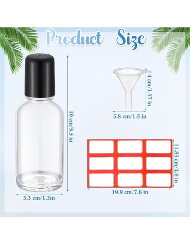 Sumind 12 Botellas de Vidrio Roller 30ml para Aceites Esenciales