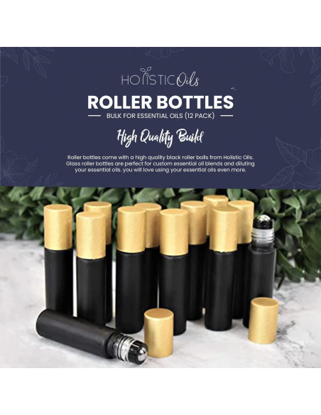 Paquete de 12 botellas de vidrio negro 10ml Holistic Oils Paquete de 12 botellas de vidrio negro 10ml Holistic Oils