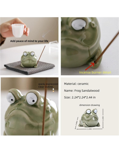 Soporte de Incienso de Rana Cerámica KoovDem Verde 7.62cm