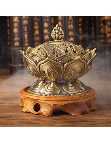 Quemador de Incienso Clásico QRZLP de Cobre Antiguo 7.8cm