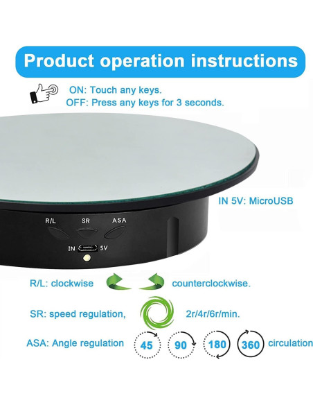 Soporte Rotativo QINMAY 360 con Control Remoto y USB Soporte Rotativo QINMAY 360 con Control Remoto y USB