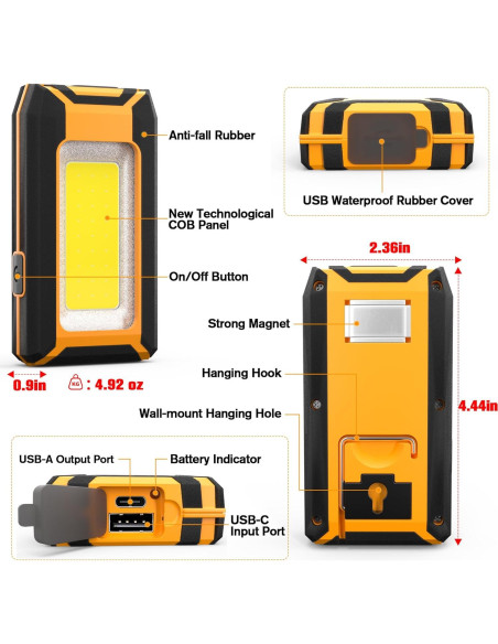 Paquete de 2 luces de trabajo LED 40W 1600LM recargables Paquete de 2 luces de trabajo LED 40W 1600LM recargables