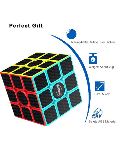 Cubo Mágico CFMOUR 3x3 Fibra de Carbono Ajustable Cubo Mágico CFMOUR 3x3 Fibra de Carbono Ajustable