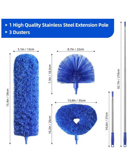 Plumero de Microfibra POIKSHARK con Mango Extensible 38-208 cm Plumero de Microfibra POIKSHARK con Mango Extensible 38-208 cm