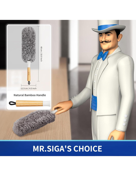 Plumero de Microfibra MR.SIGA con Mango de Bambú y Recambios Plumero de Microfibra MR.SIGA con Mango de Bambú y Recambios