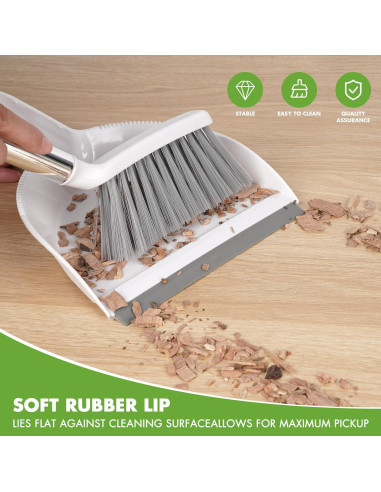 Juego de Escoba y Recogedor Mini Zehrai - Ergonomico, Blanco