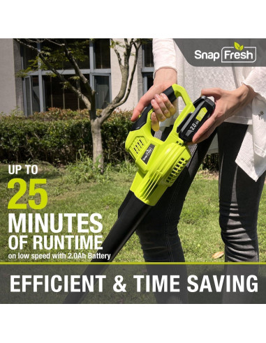 Soplador de Hojas Inalámbrico SnapFresh 20V 140CFM Verde