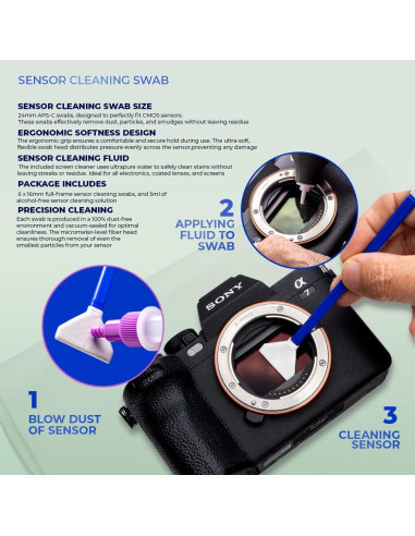 Kit de Limpieza de Sensor de Cámara Reflex 6 Piezas 24mm