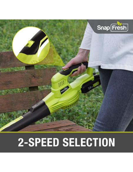 Soplador de Hojas Inalámbrico SnapFresh 20V 140CFM Verde Soplador de Hojas Inalámbrico SnapFresh 20V 140CFM Verde