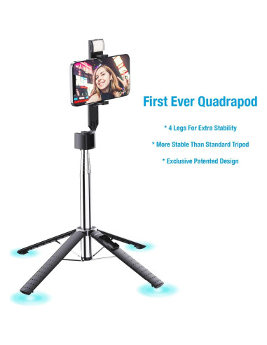 Soporte de Selfie Iluminado Fugetek FT-557-B, 4 Patas, Control Remoto