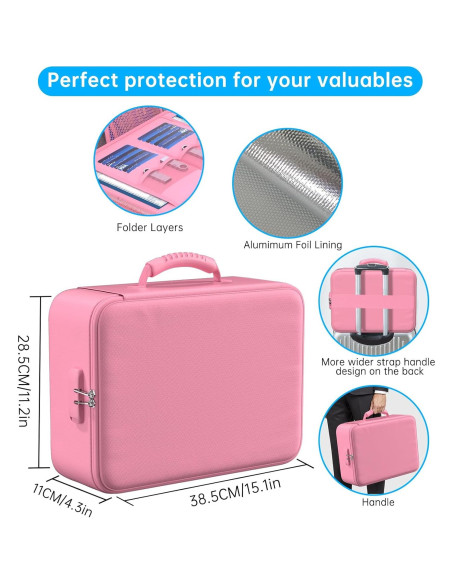 Bolsa Ignífuga ENGPOW 5200F Rosa con Cerradura y 8 Capas Bolsa Ignífuga ENGPOW 5200F Rosa con Cerradura y 8 Capas