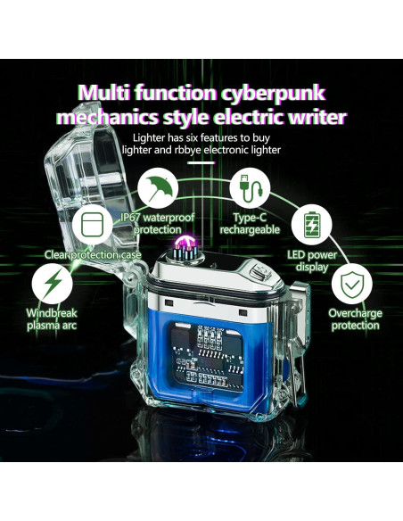 Encendedor Eléctrico RSBYE Azul a Prueba de Viento USB Encendedor Eléctrico RSBYE Azul a Prueba de Viento USB