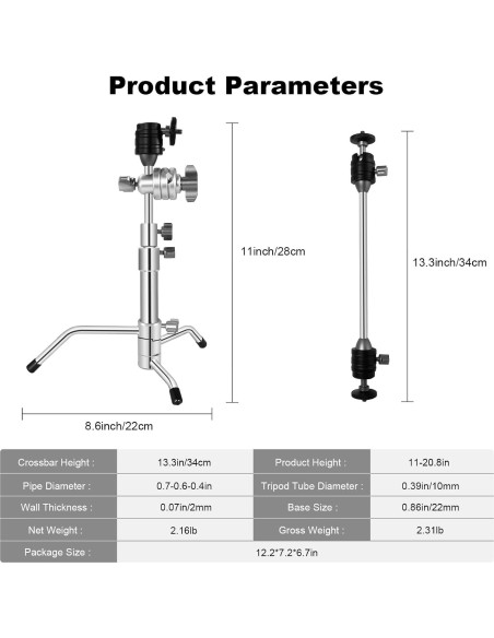 Soporte de trípode ajustable Supon 53cm para cámara y micrófono Soporte de trípode ajustable Supon 53cm para cámara y micrófono