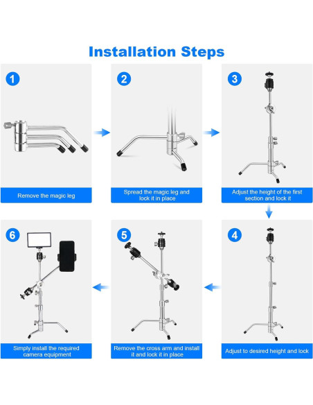 Soporte de trípode ajustable Supon 53cm para cámara y micrófono Soporte de trípode ajustable Supon 53cm para cámara y micrófono