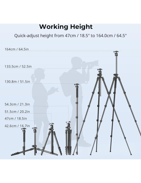 Trípode Horizontal SmallRig CT25 164cm para Cámara y Smartphone Trípode Horizontal SmallRig CT25 164cm para Cámara y Smartphone