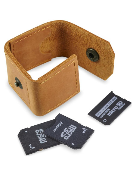 Estuche de cuero para 6 tarjetas SD Marrón Vintage - Organizador Estuche de cuero para 6 tarjetas SD Marrón Vintage - Organizador