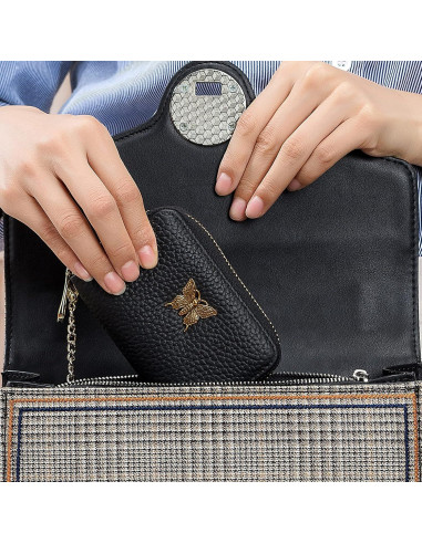 Cartera de cuero genuino imeetu para mujeres con bloqueo RFID