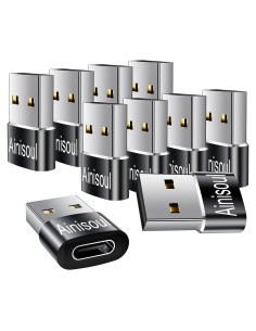 Adaptador USB A a USB C Ainisoul 10 Piezas Negro