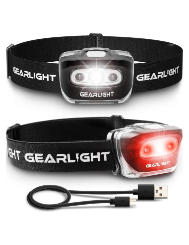 Linterna Frontal GearLight S500 Recargable USB 2 Paquete