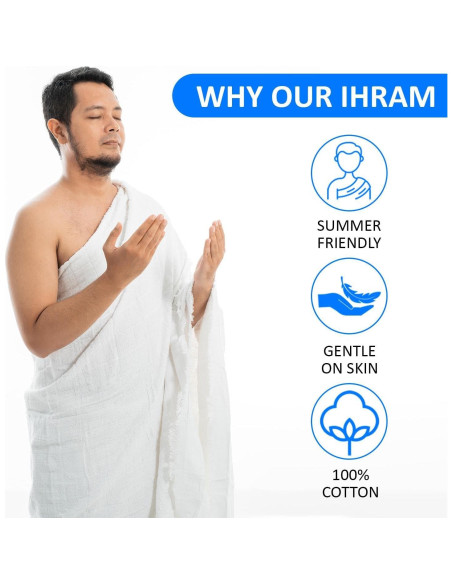 Conjunto Ihram S Sunrise para Hajj y Umrah - 2 Prendas de Algodón Conjunto Ihram S Sunrise para Hajj y Umrah - 2 Prendas de Algodón