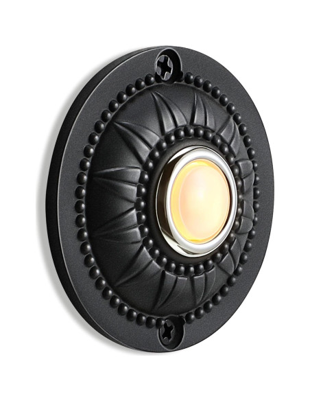 Botón de timbre Dreyoo de metal negro con luz LED Botón de timbre Dreyoo de metal negro con luz LED