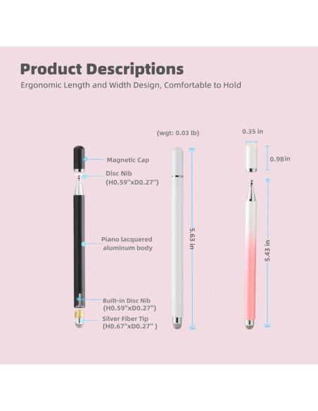 Lápiz Stylus Capacitivo 2 en 1 Pinzhong con Punta de Disco Lápiz Stylus Capacitivo 2 en 1 Pinzhong con Punta de Disco