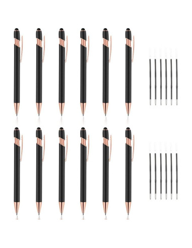 Bolígrafo Stylus 2 en 1 FIRCRE Oro Rosa y Negro 1.0 mm