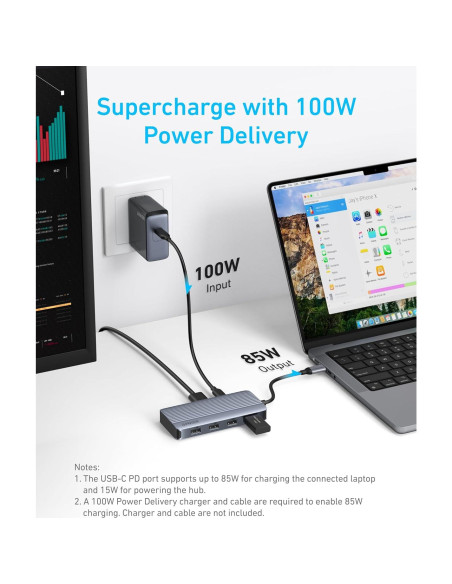 Hub USB-C Anker 7-en-1 Doble HDMI 100W 10Gbps Hub USB-C Anker 7-en-1 Doble HDMI 100W 10Gbps